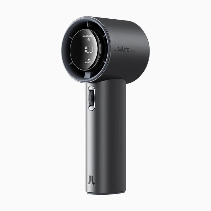 ventilator portabil de mana jisulife pro1s, autonomie 3-15h, baterie 5000mah, 100 viteze, incarcare rapida, afisaj led, gr